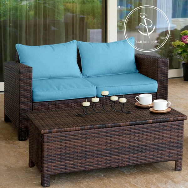 Sunbrella® Canvas 56105-0000 Cyan 54" Upholstery Fabric 8 Sunbrella® Canvas 56105-0000 Cyan 54" Upholstery Fabric - Image 6